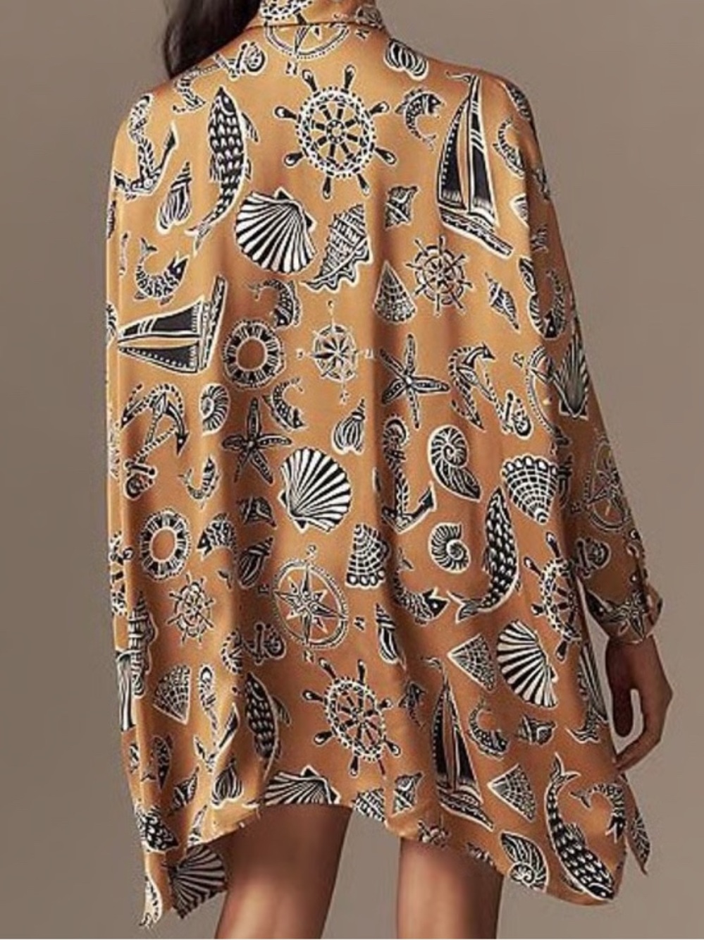 Anthropologie Corey Lynn Calter Long Sleeve Printed Mini Shirt Dress Size Medium - Picture 6 of 12